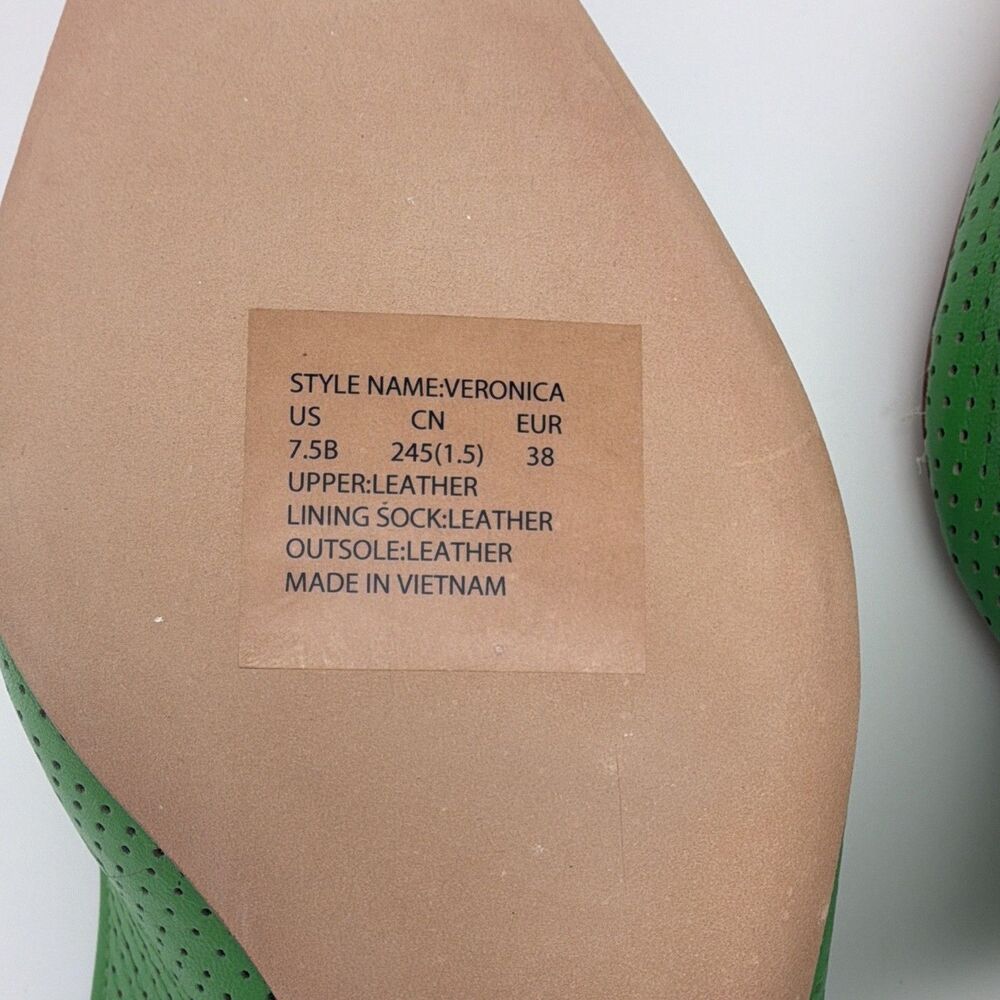 Kate Spade New York Women's Green Leather Slingback Bow Flats Pointed Toe 7.5B - Picture 8 of 10